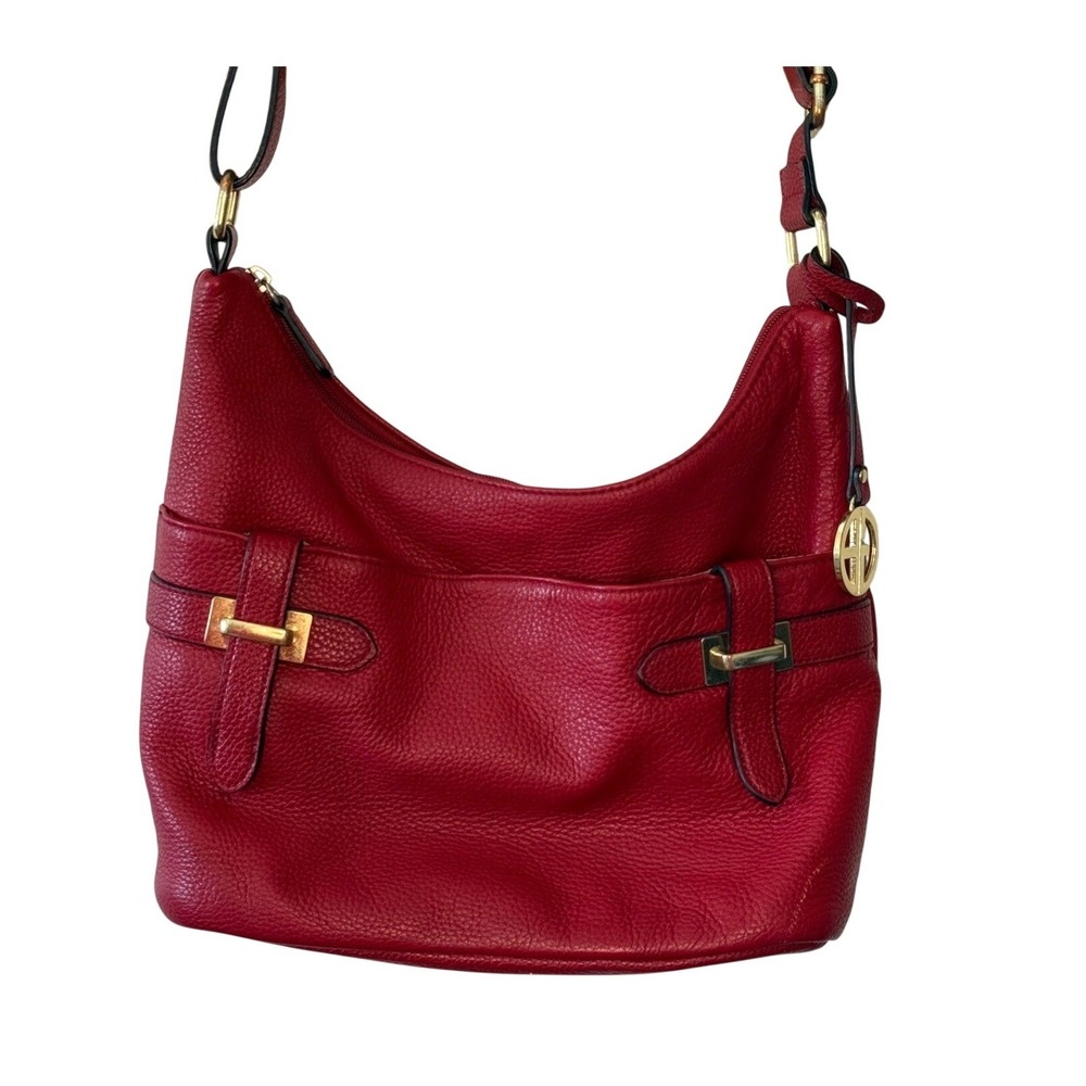 Giani Bernini Red Pebbled Leather Hobo Shoulder Bag